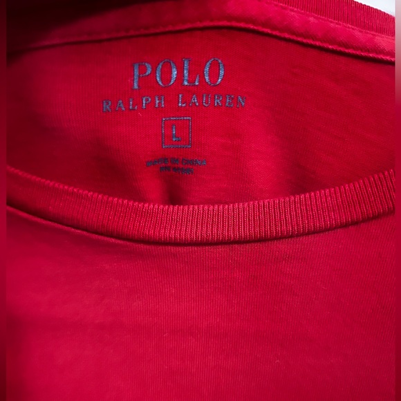Polo by Ralph Lauren Red Long Sleeve Cotton Tee Preppy Comfy Casual Size L - Picture 2 of 7